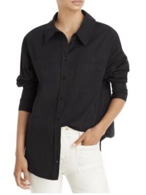 ANINE BING Mika Shirt in Black - 100% Linen Long Sleeve Button Down women’s S